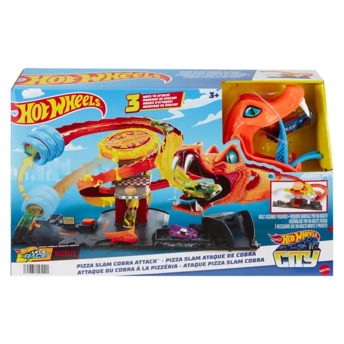 Hot Wheels City Акционен сет со кобра и пицерија