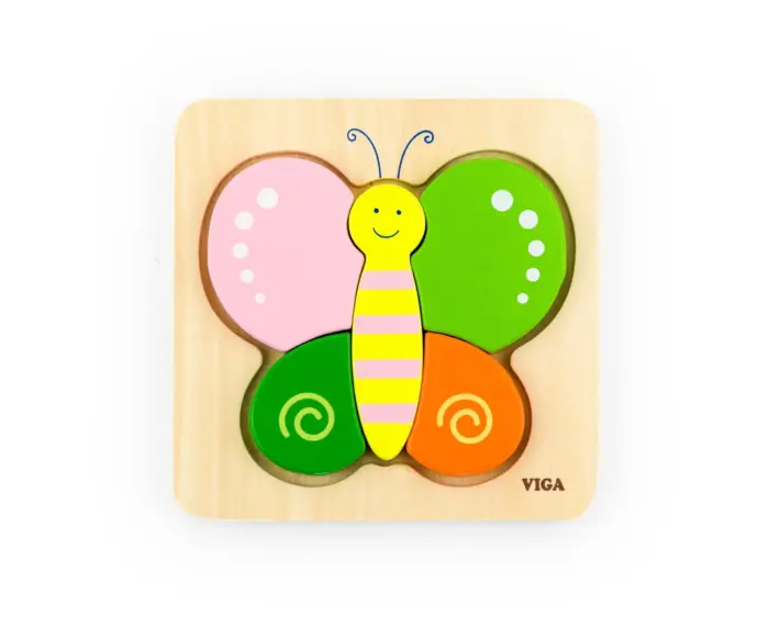 Viga Дрвена сложувалка Handy Block Puzzle Пеперуга, дебели делови