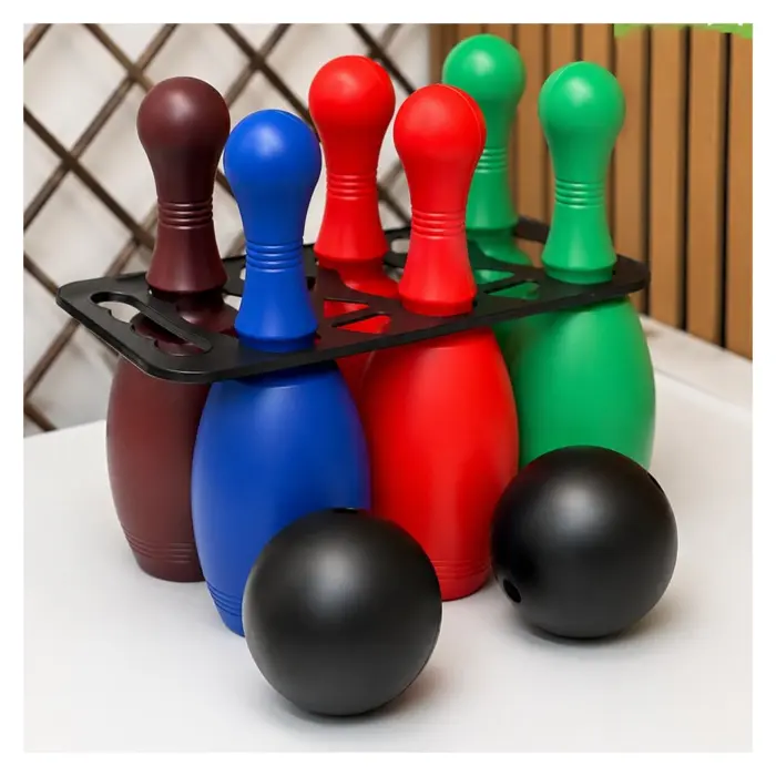 ak-n2-3asp-1 Large bowling set for kids, 6 pins and 2 balls