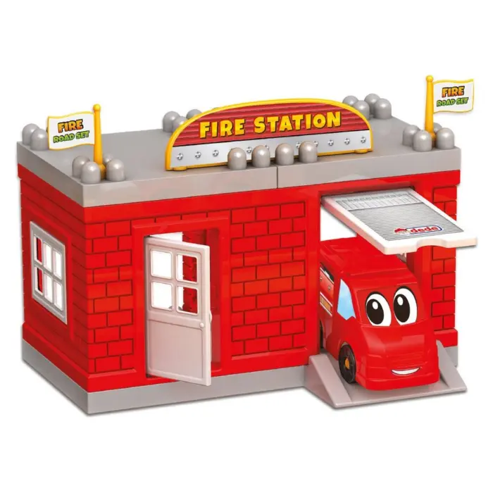 DEDE Fire Station block set with track, 47 pieces, 03323