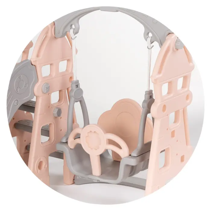 Children's playground 3 in 1 Chipolino – slide, swing and basket, pink