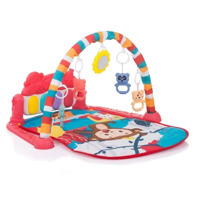 Chipolino Музичка подлога за играње Monkey со пијано и проектор, црвена