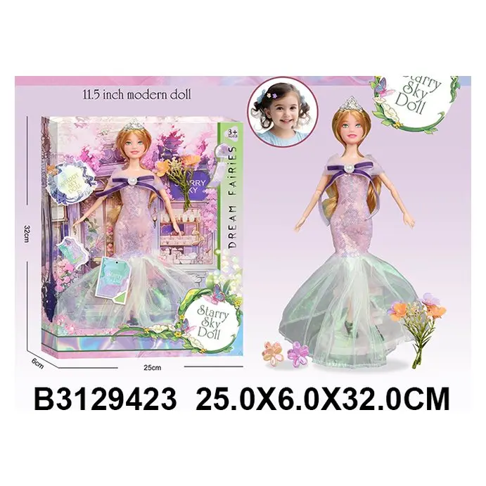 Princess doll with formal dress and accessories
