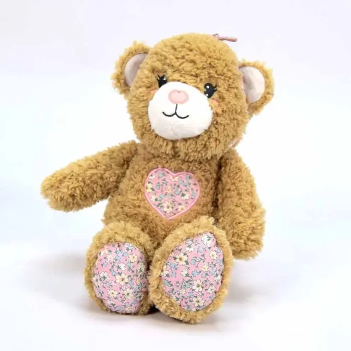 Amek Кадраво плишано мече со цветно срце и машна, 35 cm