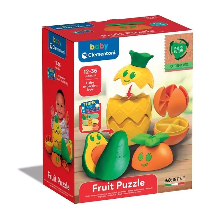 Clementoni Baby Едукативна играчка Fruit Puzzle, 3 овошја за расклопување – слика 4