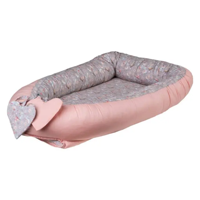 Bubaba Little Birds large baby nest, 95 x 60 cm, pink-gray