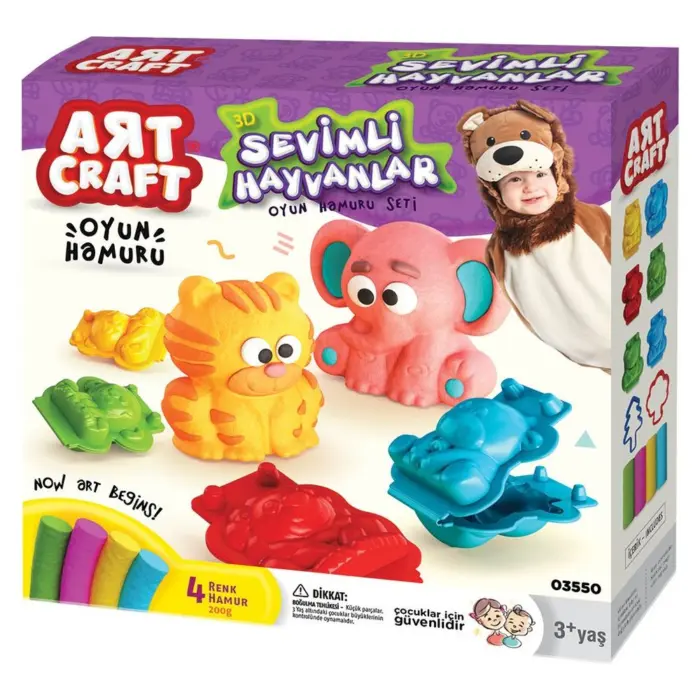 ART CRAFT Сет пластелин 3D животни, 8 калапи, 200 g, 03550