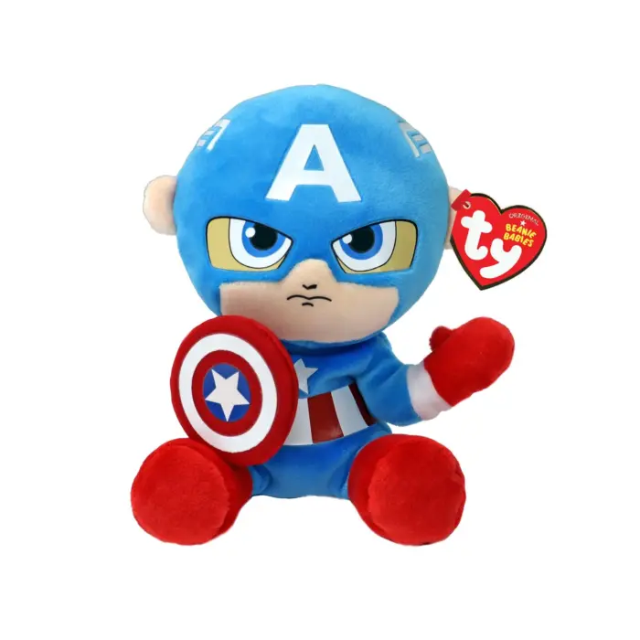 Ty Beanie Babies Marvel плишан Капетан Америка со штит, 15 cm