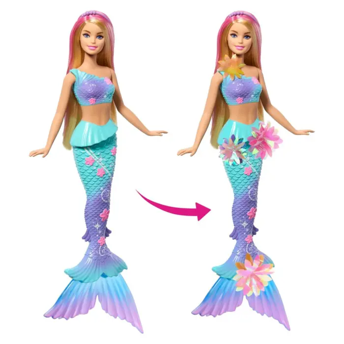 Barbie Sirenë magjike me lule, biondë
