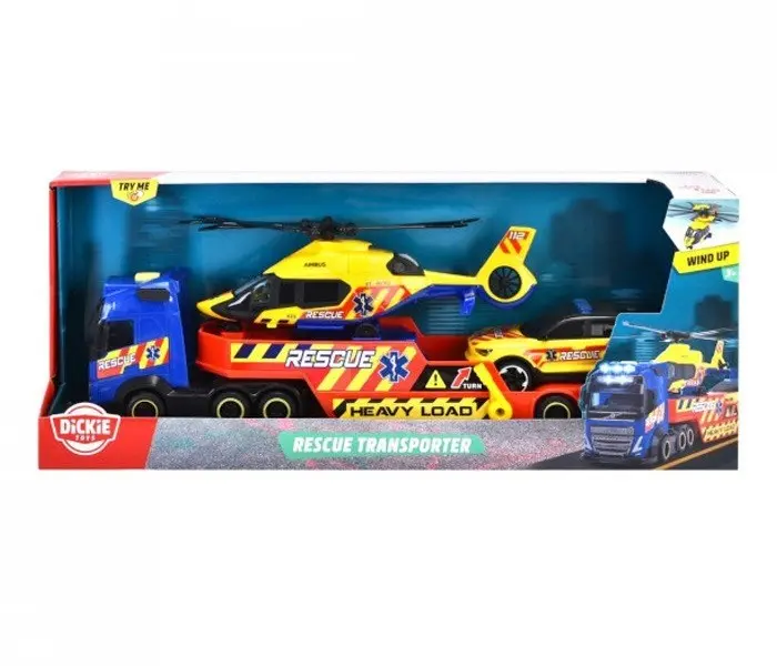 Dickie Toys Транспортер Rescue Transporter со хеликоптер и возило, 40 cm