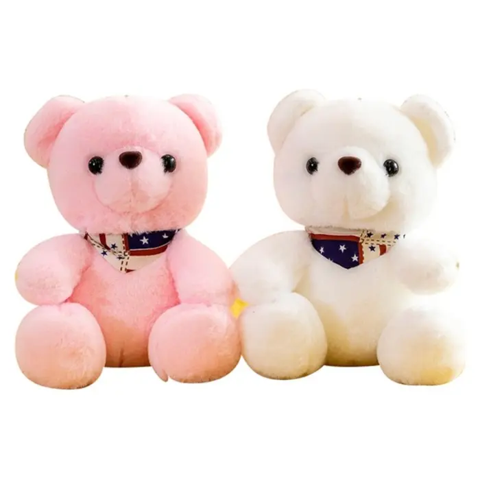 Plush teddy bear with scarf, 23 cm, pink or white (assortment)