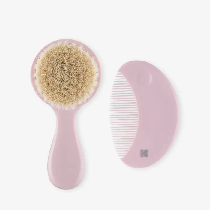 Kikka Boo Baby brush and comb set with natural bristles Hedge-hugs, pink