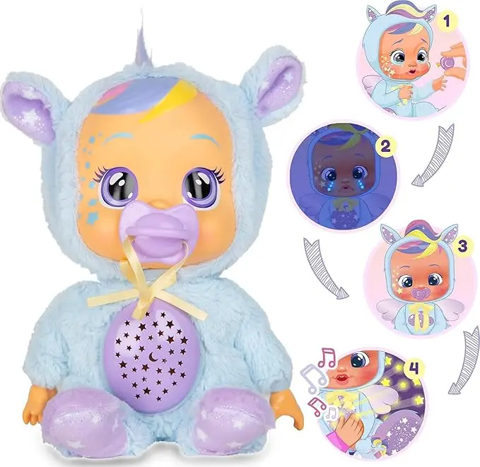 Cry Babies Goodnight Jenna – 30 cm baby doll with 5 lullabies, 8 sounds and starry sky projector