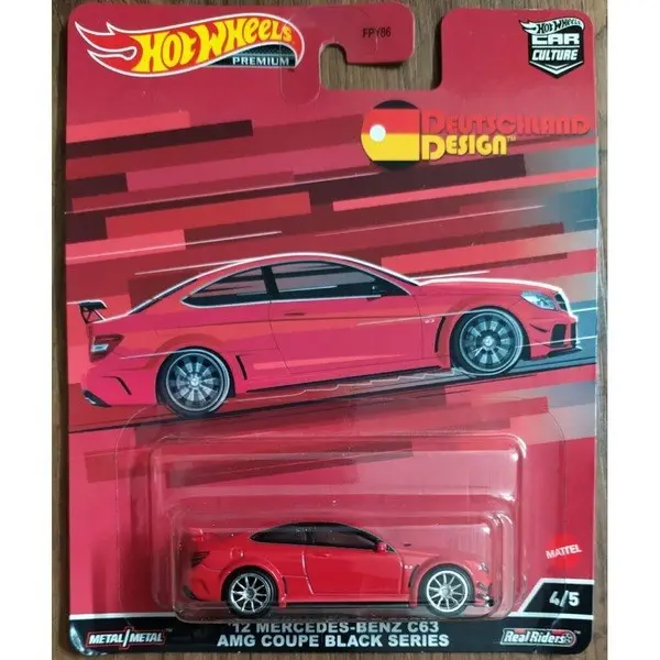 Hot Wheels Premium Makinë Mercedes-Benz C63 AMG Coupé Black Series 1:64, e kuqe