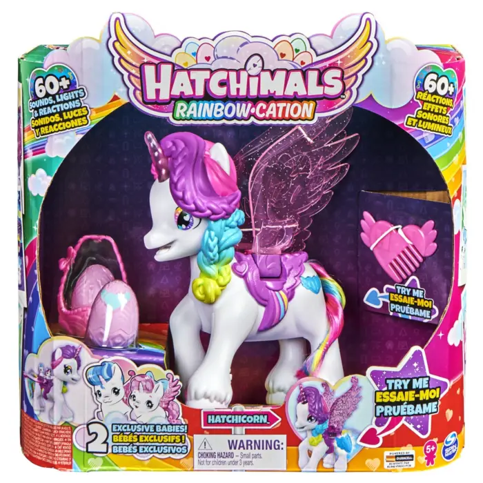 Hatchimals Hatchicorn Rainbow-cation interactive unicorn with wings and 2 babies – image 2