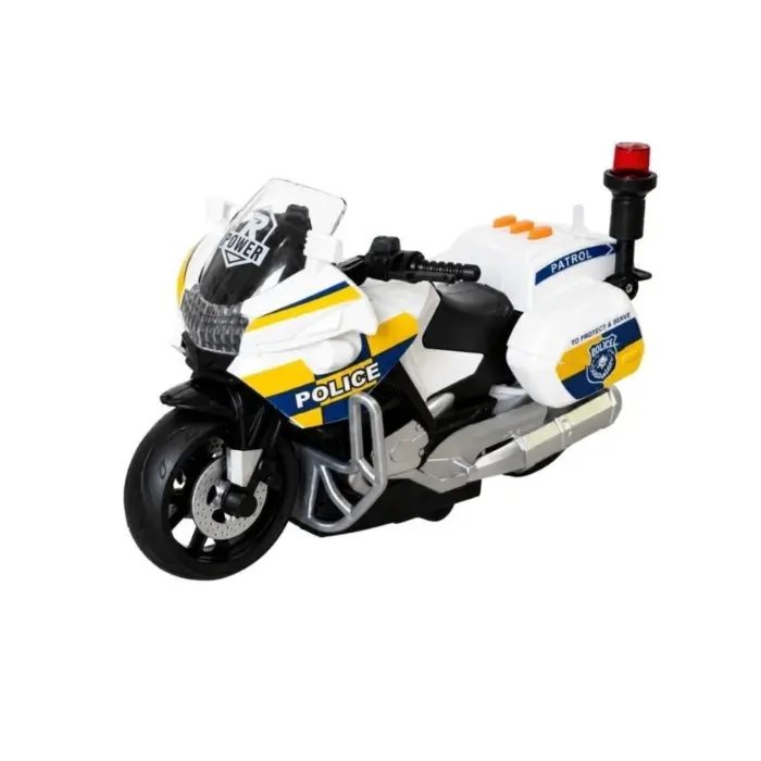 Полициски мотор на фрикција со светла и звуци, 17 cm