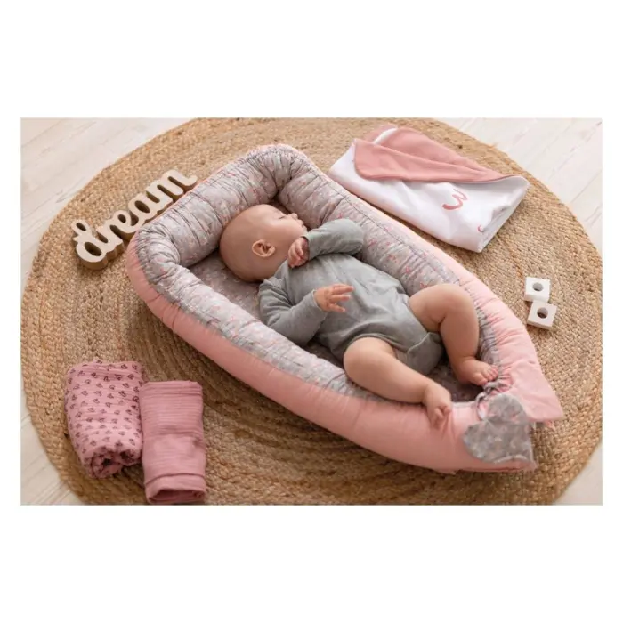 Bubaba Little Birds large baby nest, 95 x 60 cm, pink-gray – image 3