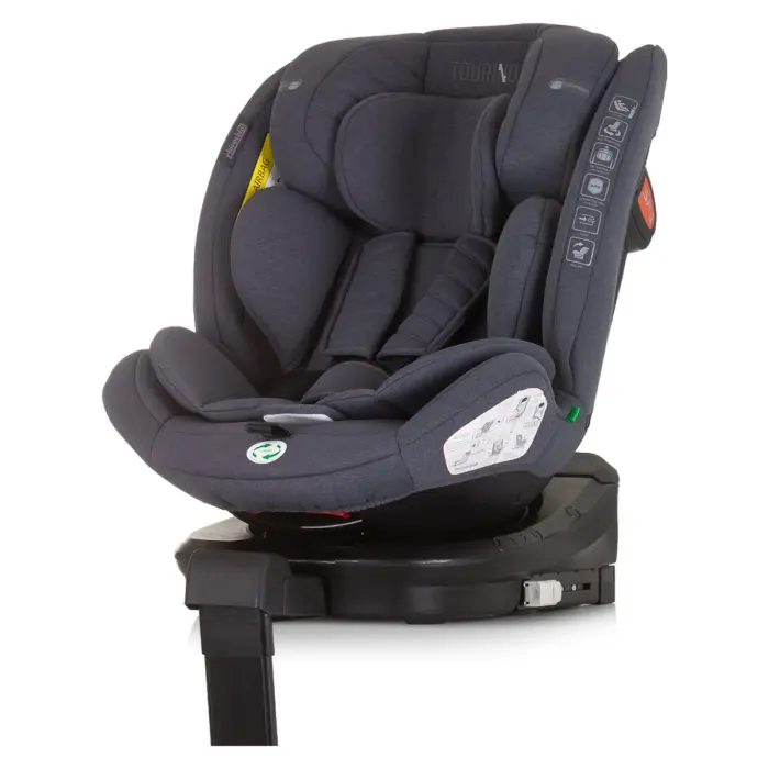 Chipolino Автоседиште Tourino i-Size 40–150 cm, ISOFIX 360°, Granite