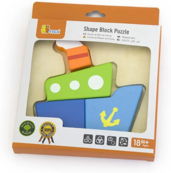 Viga Toys – Mini wooden puzzle – Boat (50171)