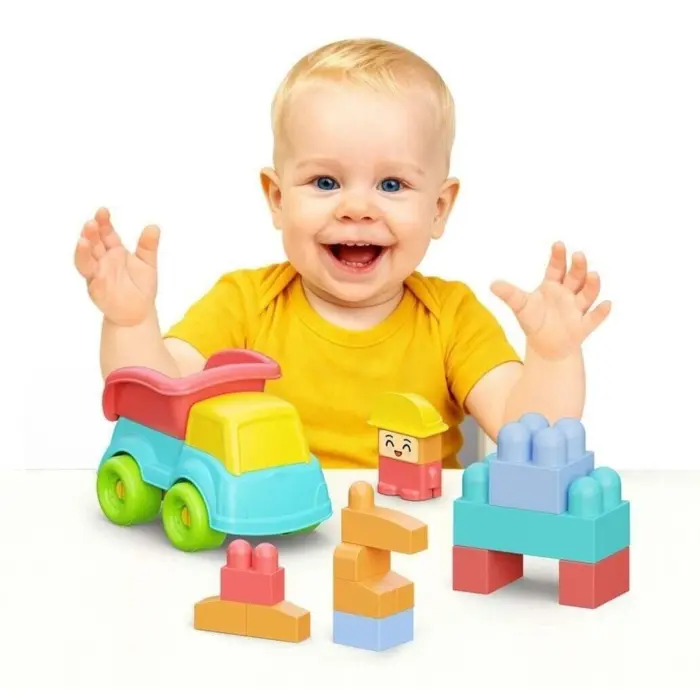 Dede Soft Bloki Truck Set soft blocks with dump truck, 24 pieces