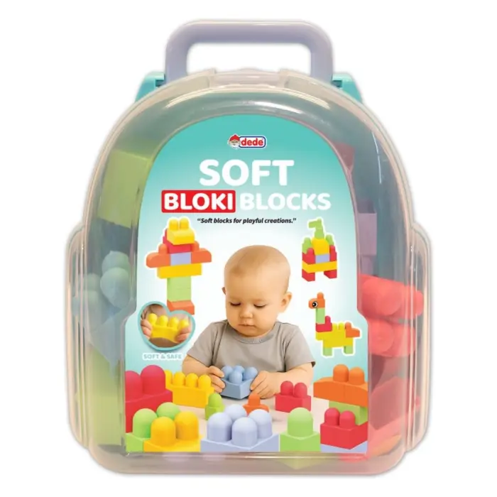 Kube të buta ndërtimi Dede Soft Bloki në çantë shpine, 35 pjesë