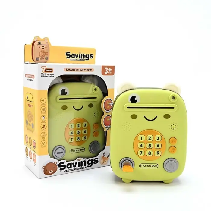 Savings Frog electronic piggy bank safe with code and sounds, green