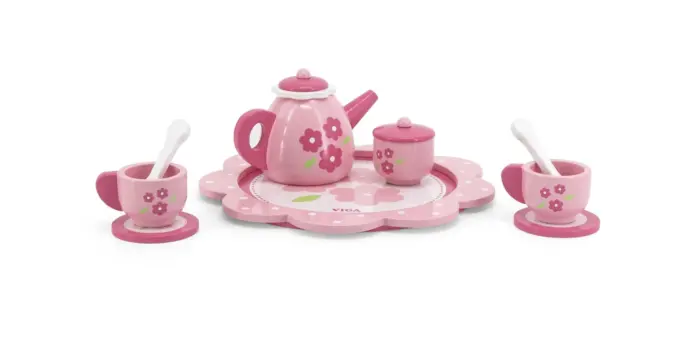 Дрвен чај и кафе сет „Pink Flower“ – Viga Toys (44543)