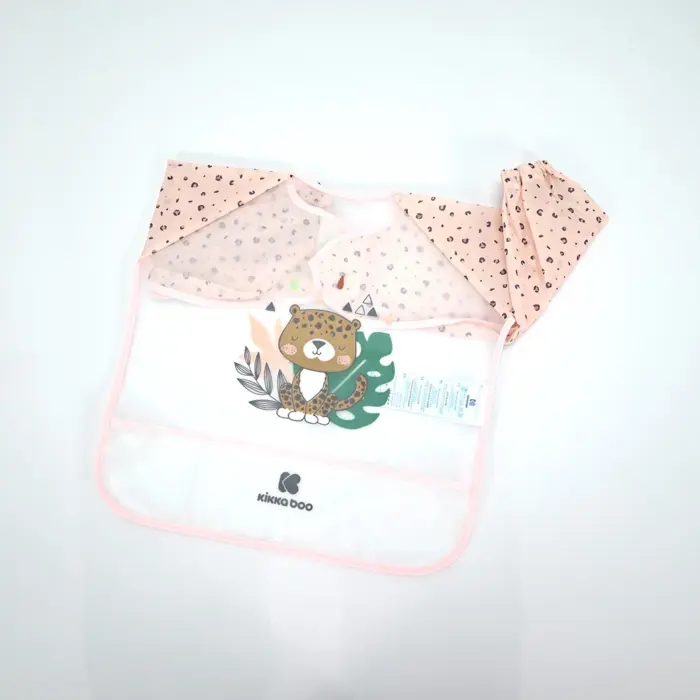 Kikka Boo Лигавче со ракави и џеб за трошки Savanna, розево Kikka Boo Лигавче со ракави и џеб за трошки Savanna, розево