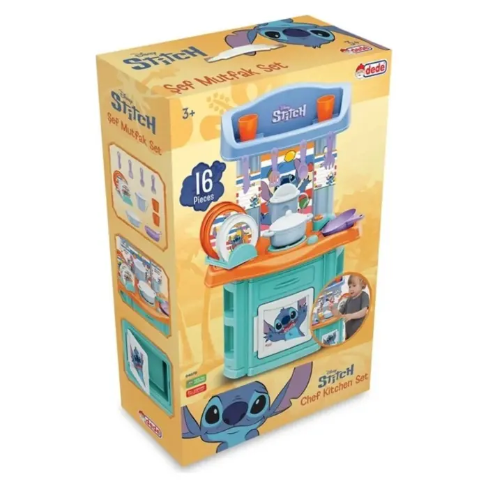 Kuzhinë për fëmijë Dede Disney Stitch Chef Kitchen Set, 16 pjesë