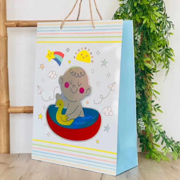 Decorative baby gift bag with baby motif, 31 x 42 x 12 cm – image 3