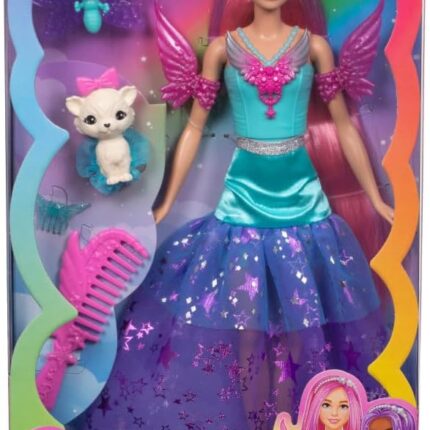 барбика со розева долга коса и миленичиња