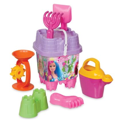 DEDE Сет за плажа голема кофа Замок Barbie, 8 делови, 01576