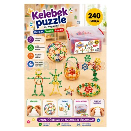 DEDE Butterfly puzzle construction set in a box with handle, 240 pieces, 03146
