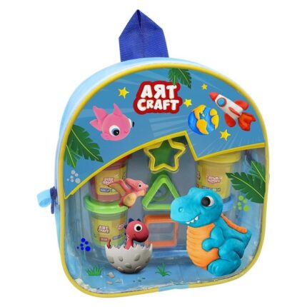 ART CRAFT Play dough set in a blue backpack Dinosaur, 12 pieces, 224 g, 03339