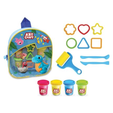 ART CRAFT Play dough set in a blue backpack Dinosaur, 12 pieces, 224 g, 03339