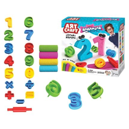 ART CRAFT 3D numbers play dough set, 15 molds and roller, 200 g, 03552
