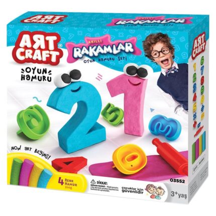 ART CRAFT 3D numbers play dough set, 15 molds and roller, 200 g, 03552