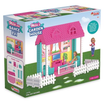 DEDE Mila dollhouse with garden and yard, with doll, 03756