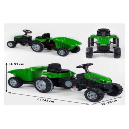 Pilsan Toy tractor with trailer, black