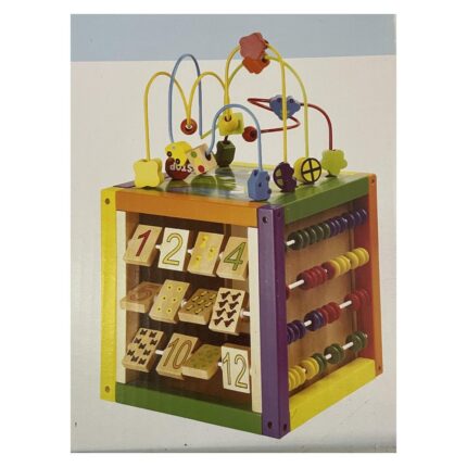 MGS Wooden educational cube with maze and abacus, 1545H