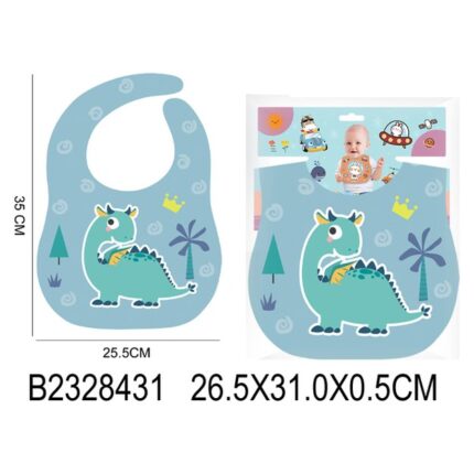 Baby bib with dinosaur