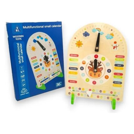 Wooden educational clock and calendar