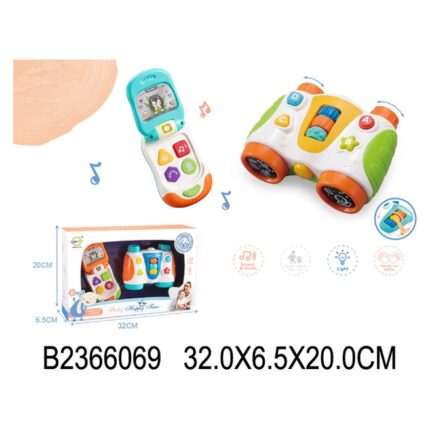 Baby set phone and binoculars with light and sound