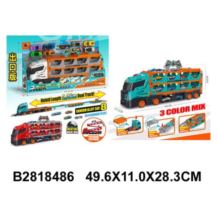 Carrier truck with catapult and 8 cars Truck with ramp that launches cars · 3 colors · 3+ years