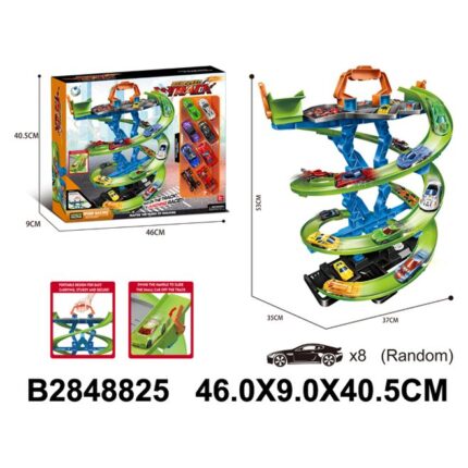 Pistë spirale me 8 makina metalike Pistë garash spirale shumënivelëshe me 8 makina · Mosha 3+