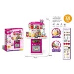 Kitchen set with light, sound and steam, 63 pieces
