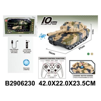 Tank me telekomandë Tank luftarak me bateri dhe karikues USB · 2 ngjyra · Mosha 6+