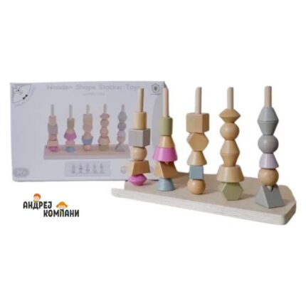 Wooden educational shape-stacking game