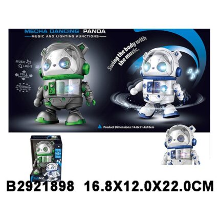 Robot panda vallëzues me dritë dhe muzikë