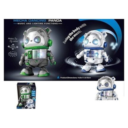 Robot panda vallëzues me dritë dhe muzikë